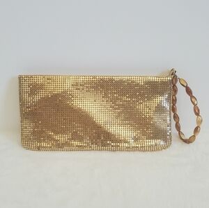 Guess Gold One Starry Night Metal Metallic Mesh Clutch Wristlet Purse